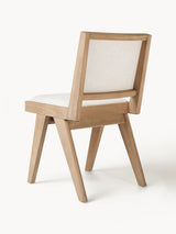 Sara Krem Minderli Ahşap Sandalye Meşe