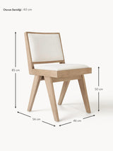 Sara Krem Minderli Ahşap Sandalye Meşe