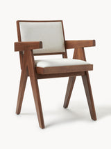 Sara Krem Minderli Kollu Ahşap Sandalye Ceviz