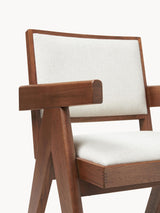 Sara Krem Minderli Kollu Ahşap Sandalye Ceviz