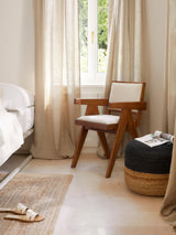 Sara Krem Minderli Kollu Ahşap Sandalye Ceviz