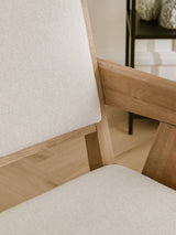 Sara Krem Minderli Kollu Ahşap Sandalye Meşe