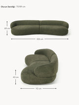 Siri Puf Dörtlü Koltuk Kahve Yeşil Teddy