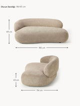 Siri Puf İkili Koltuk Kahve Bej Teddy