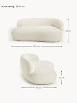 Siri Puf İkili Koltuk Kırık Beyaz Teddy