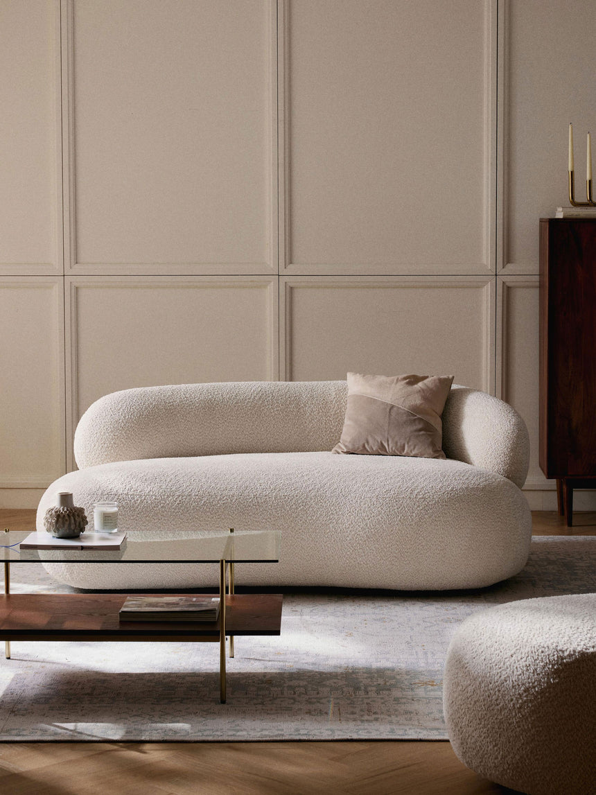 Siri Puf İkili Koltuk Kırık Beyaz Teddy