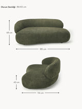 Siri Puf İkili Koltuk Yeşil Teddy