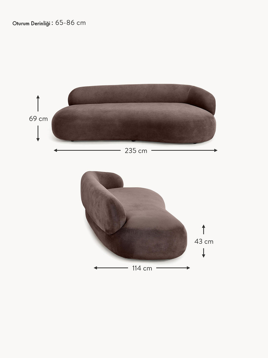 Siri Puf Üçlü Koltuk Koyu Kahve