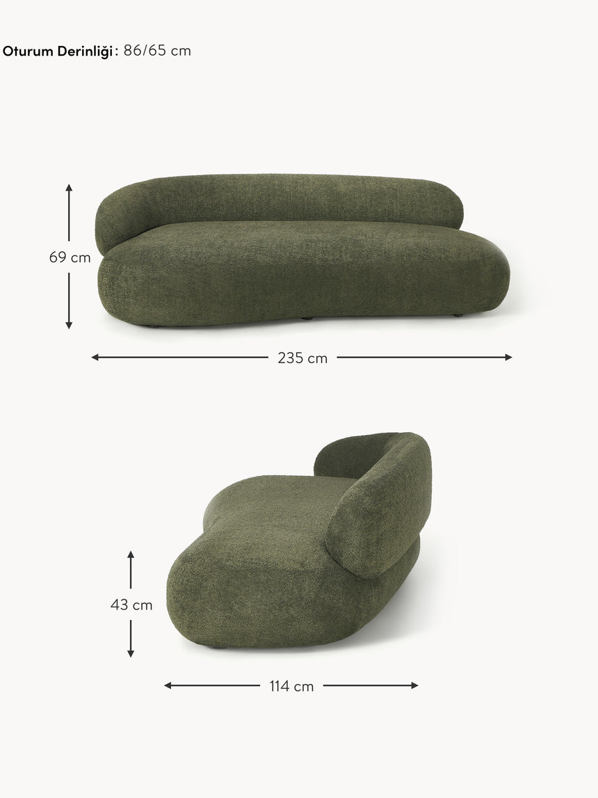 Siri Puf Üçlü Koltuk Koyu Yeşil Teddy