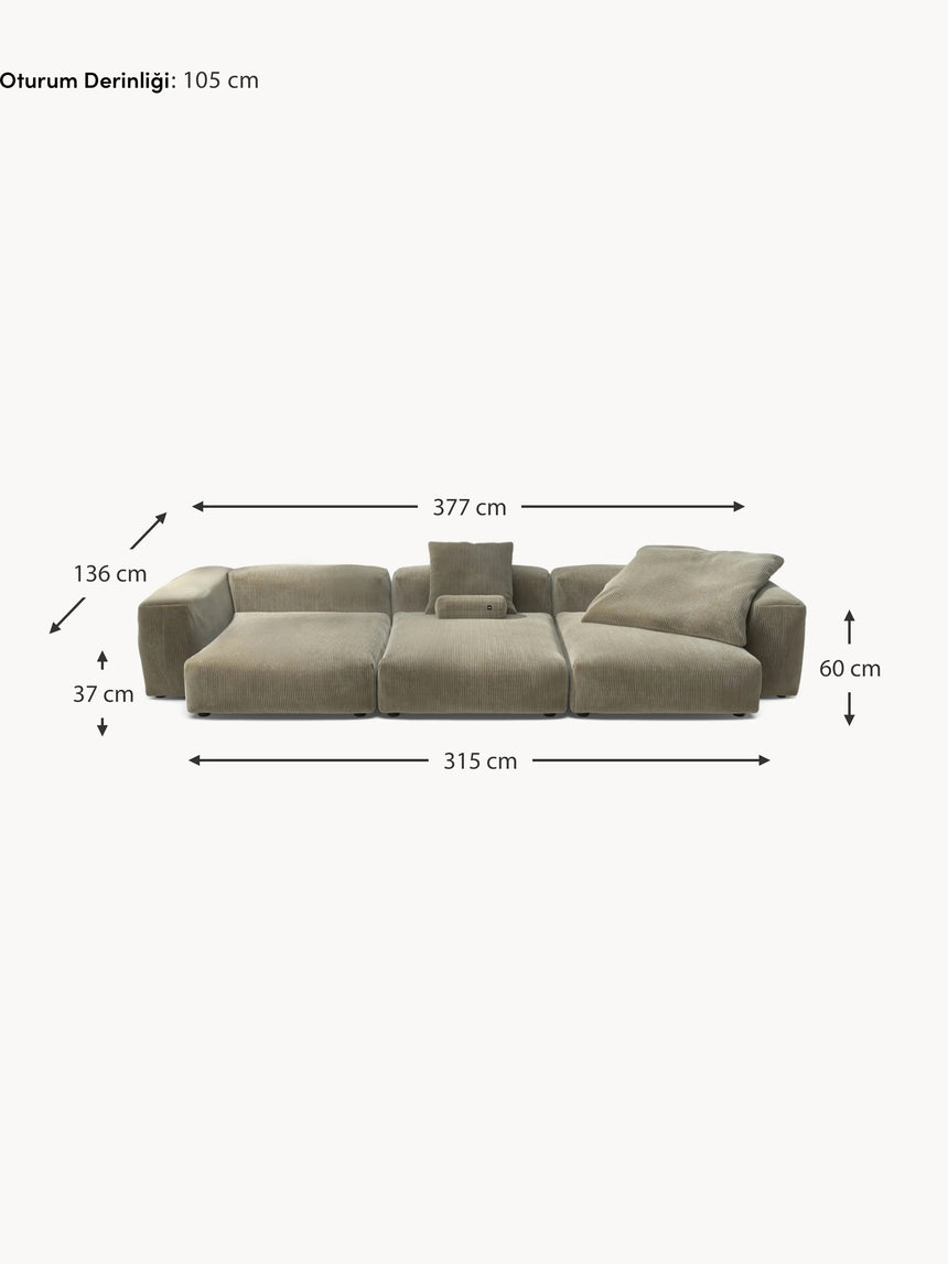 Soma Dörtlü Koltuk Zeytin Yeşili Fitilli Kadife