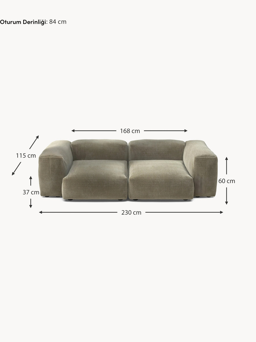Soma İkili Koltuk Zeytin Yeşili Fitilli Kadife