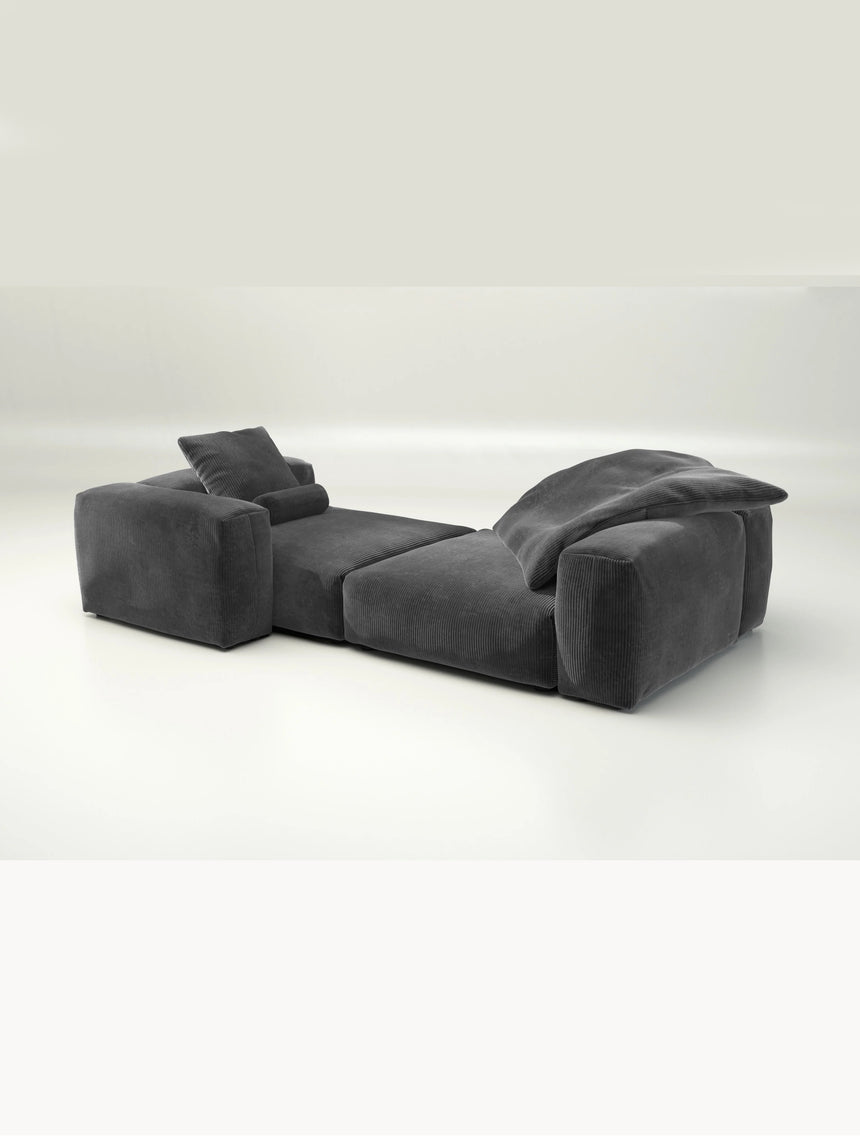 Soma Üçlü Koltuk Antrasit Fitilli Kadife Kollu