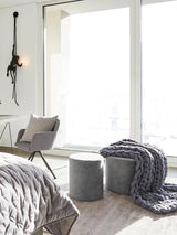 Sos Silindir Puf Gri Kadife