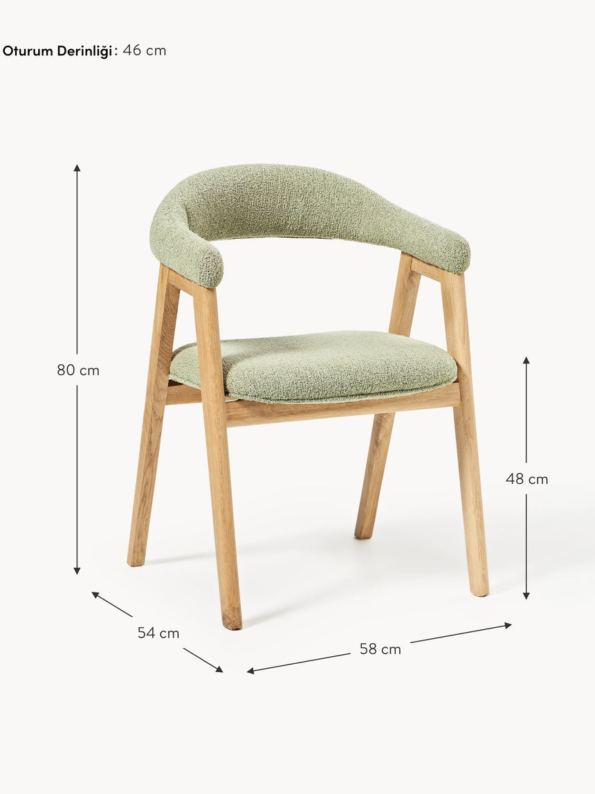Sweet Ahşap Sandalye Adaçayı Yeşili Bukle Meşe