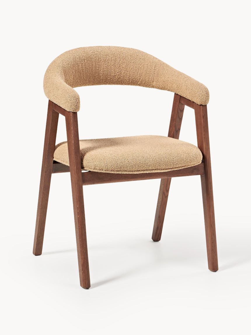 Sweet Ahşap Sandalye Bej Bukle Ceviz