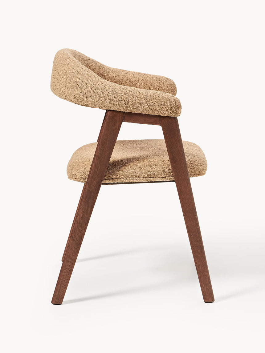 Sweet Ahşap Sandalye Bej Bukle Ceviz