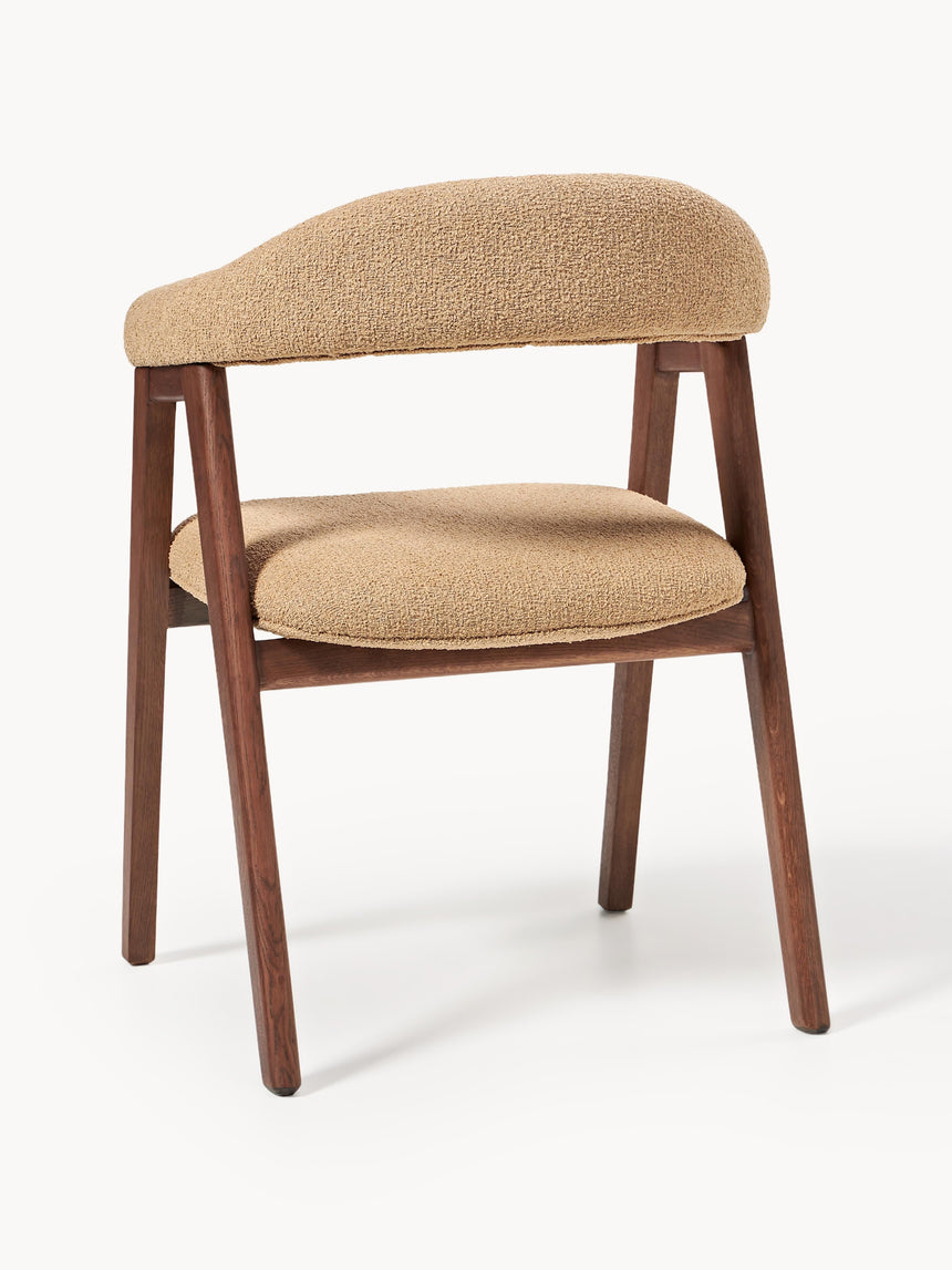 Sweet Ahşap Sandalye Bej Bukle Ceviz