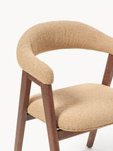 Sweet Ahşap Sandalye Bej Bukle Ceviz