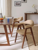 Sweet Ahşap Sandalye Bej Bukle Ceviz