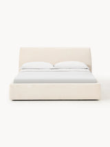 Swift Çift Kişilik Karyola Açık Bej Dokuma Kadife