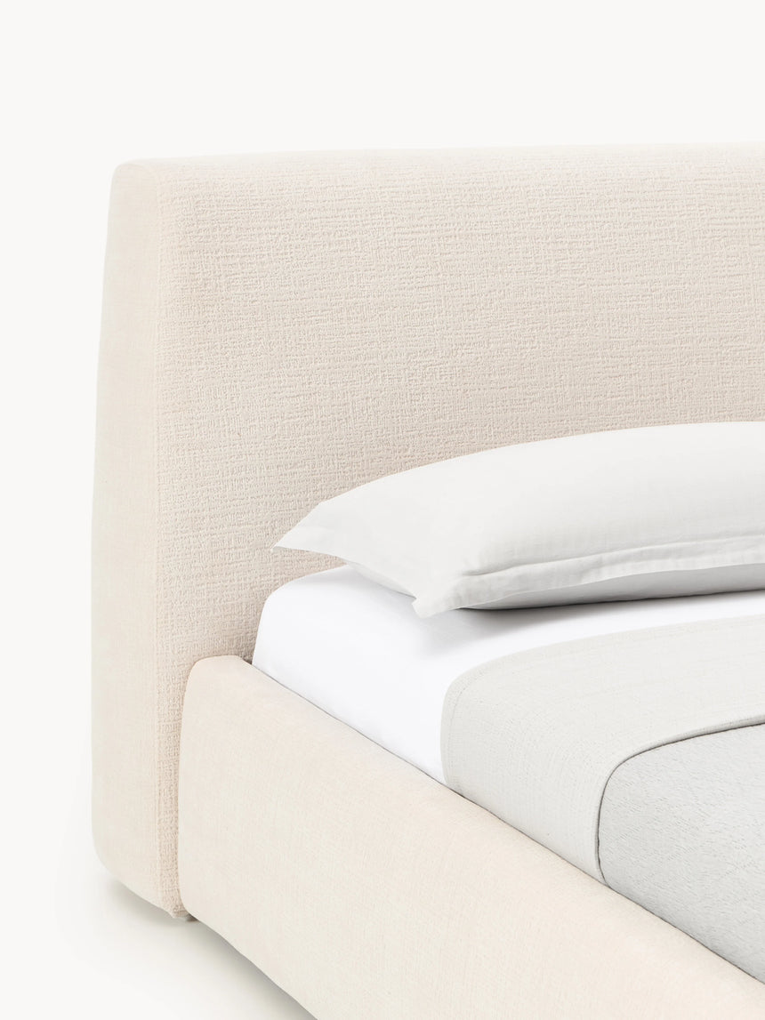 Swift Çift Kişilik Karyola Açık Bej Dokuma Kadife