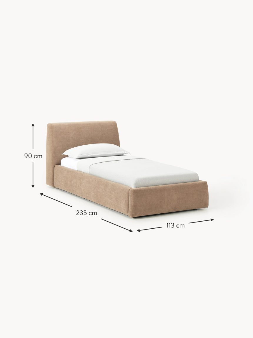 Swift Tek Kişilik Karyola Kahve Dokuma Kadife