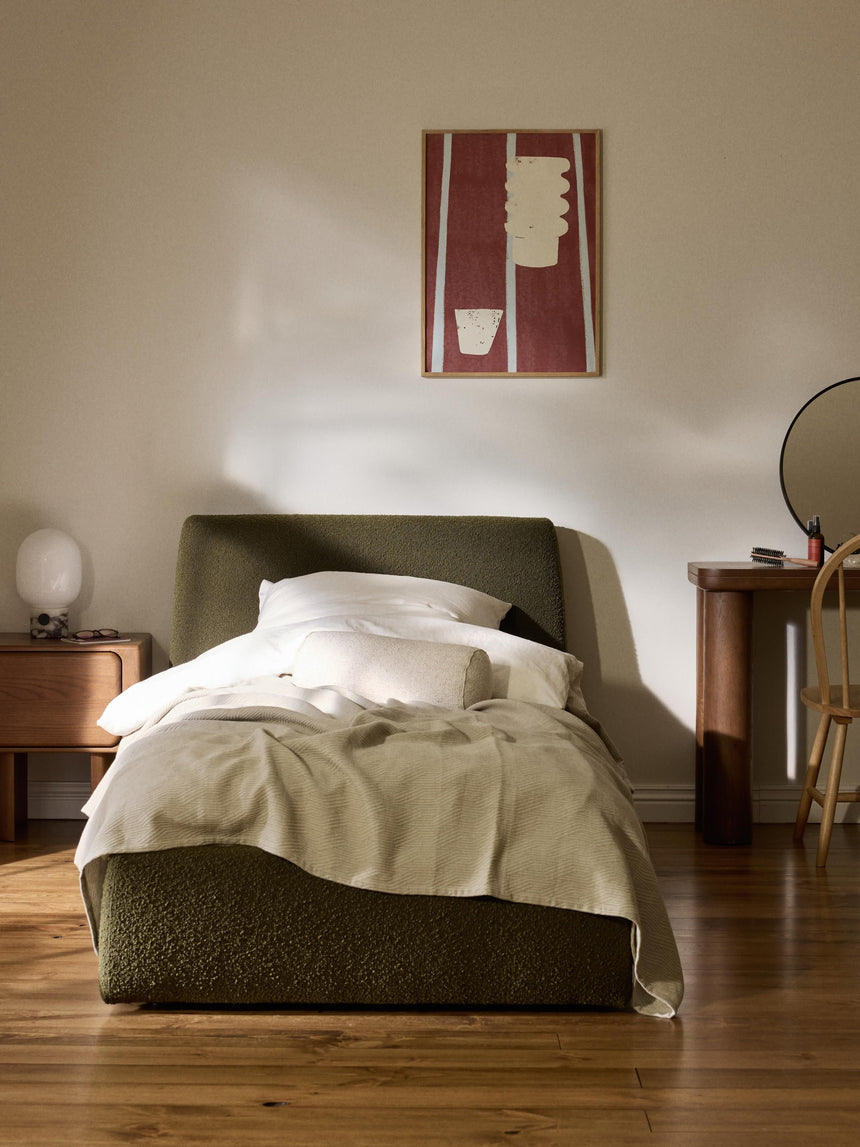 Swift Tek Kişilik Karyola Zeytin Yeşili Bukle