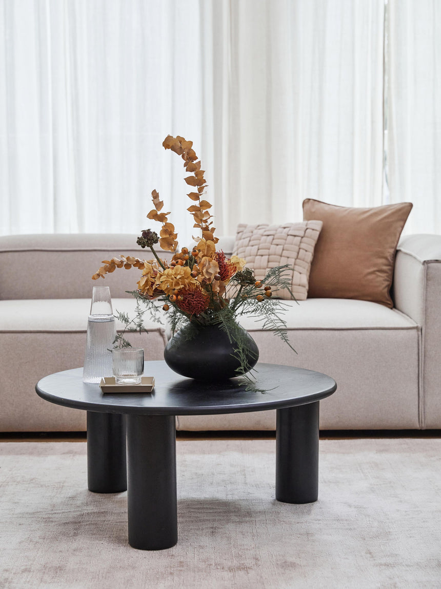 Polo Ahşap Yuvarlak Orta Sehpa Siyah