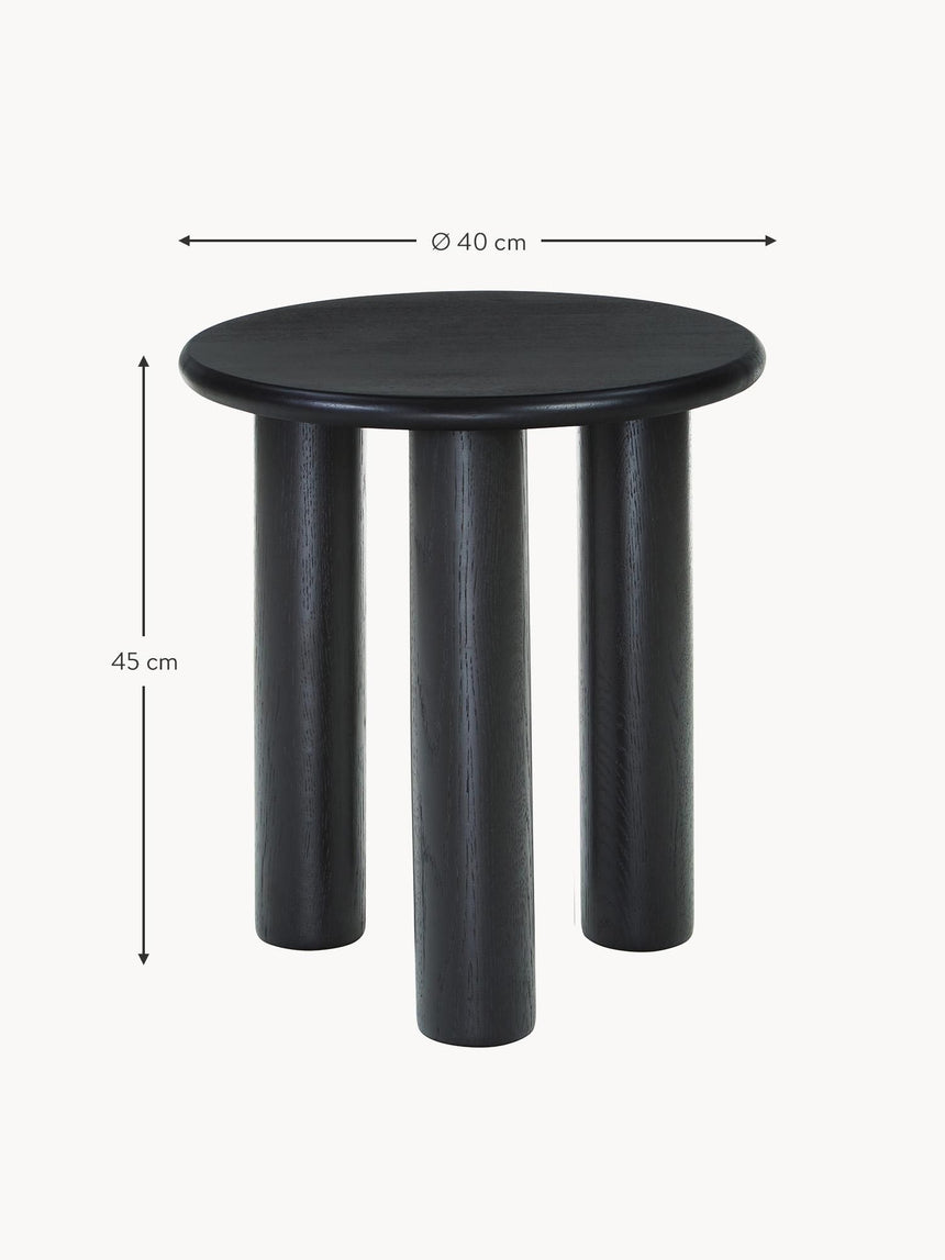 Polo Ahşap Yuvarlak Yan Sehpa Siyah