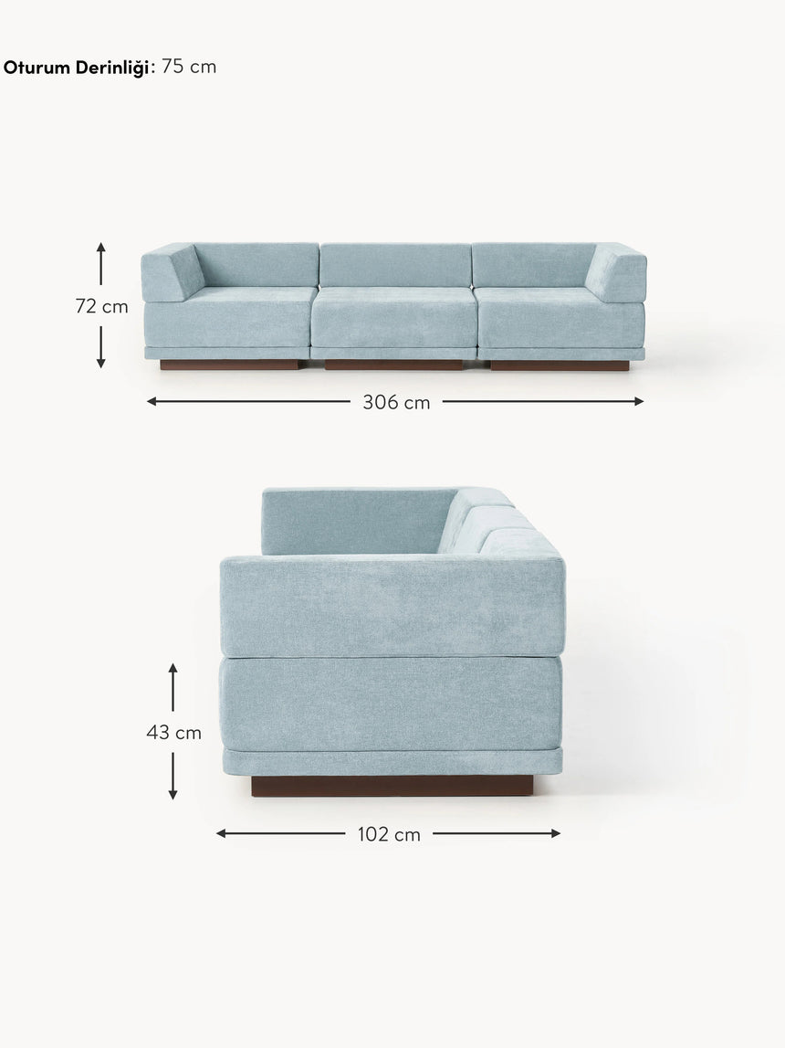 Terim Dörtlü Koltuk Açık Mavi Dokuma Kumaş