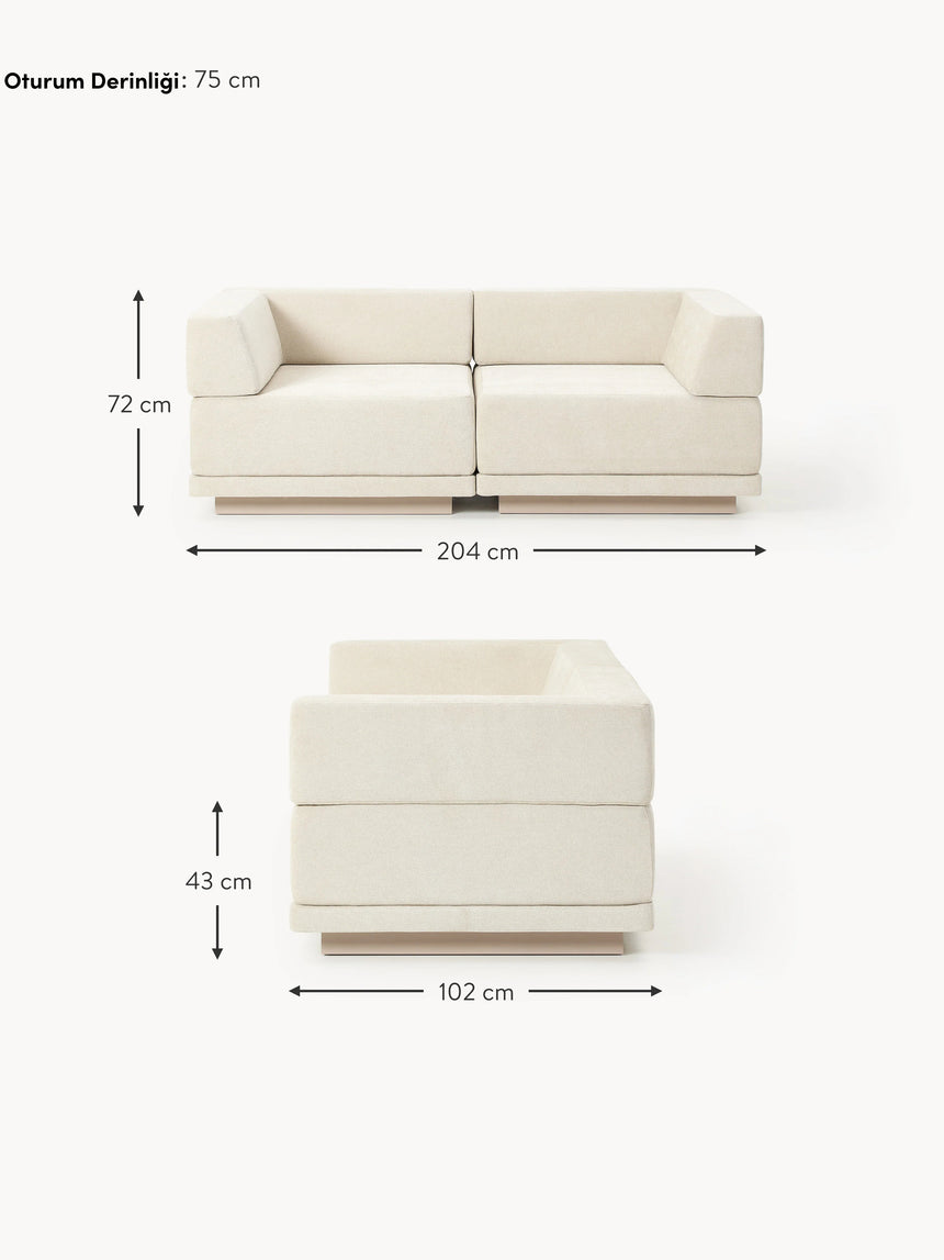 Terim İkili Koltuk Bej Dokuma Kumaş