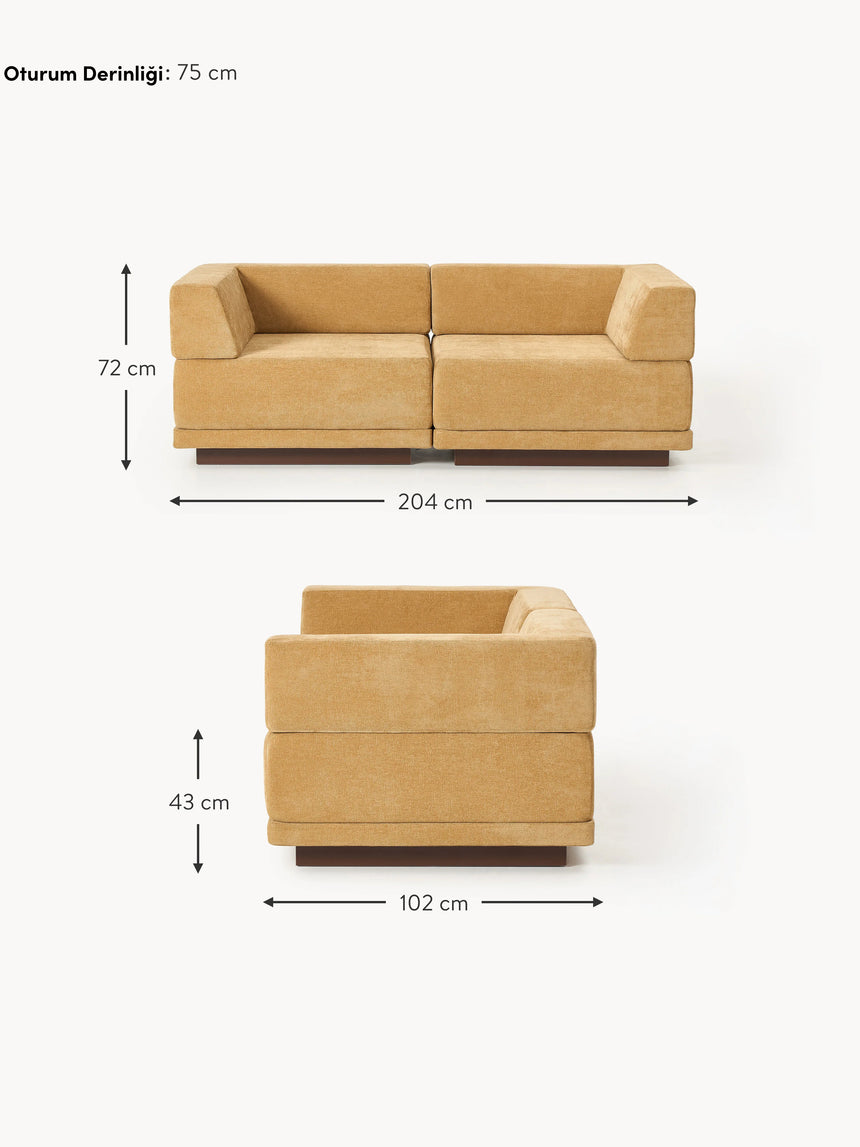 Terim İkili Koltuk Hardal Sarısı Dokuma Kumaş