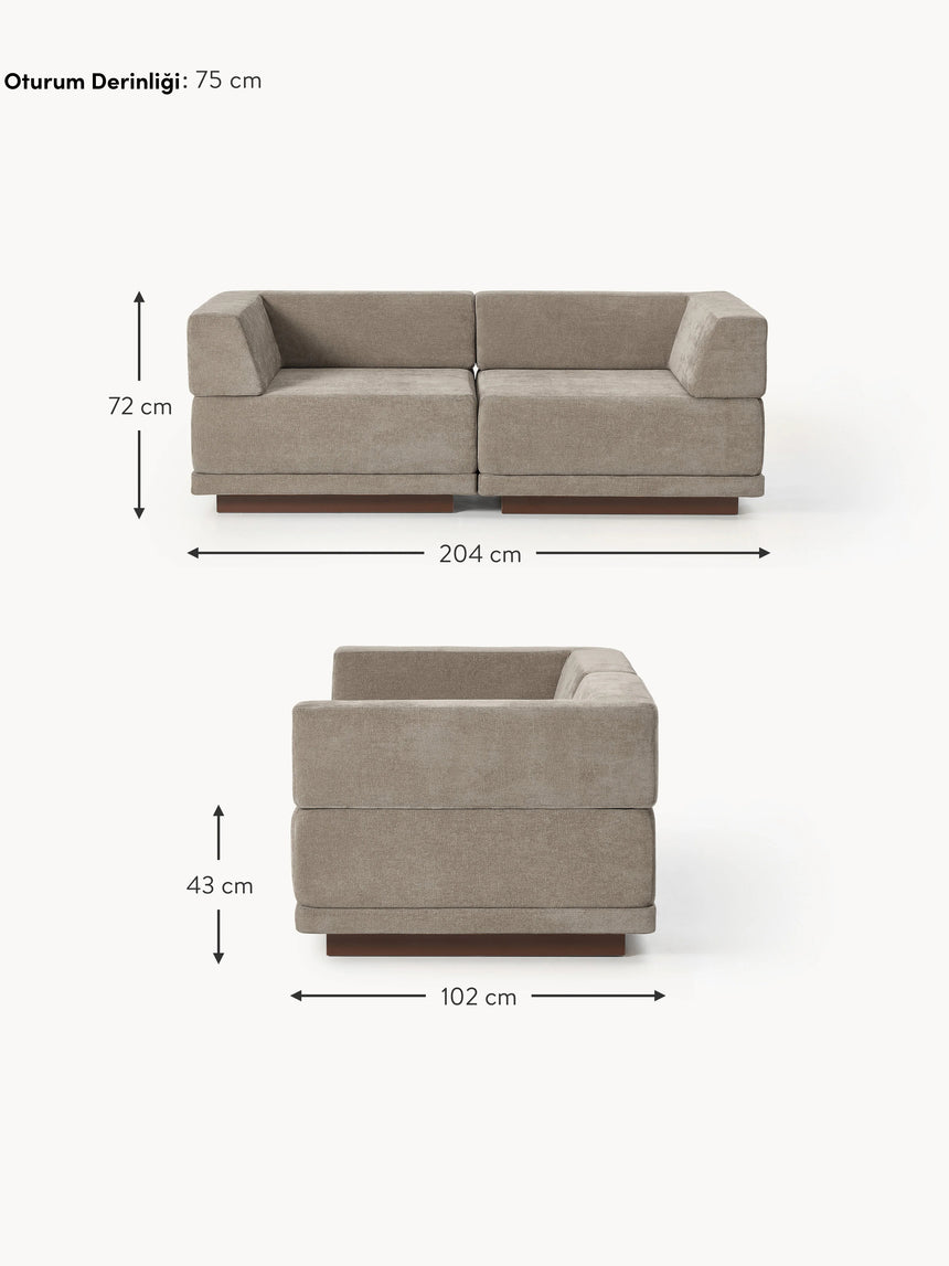 Terim İkili Koltuk Kahve Dokuma Kumaş