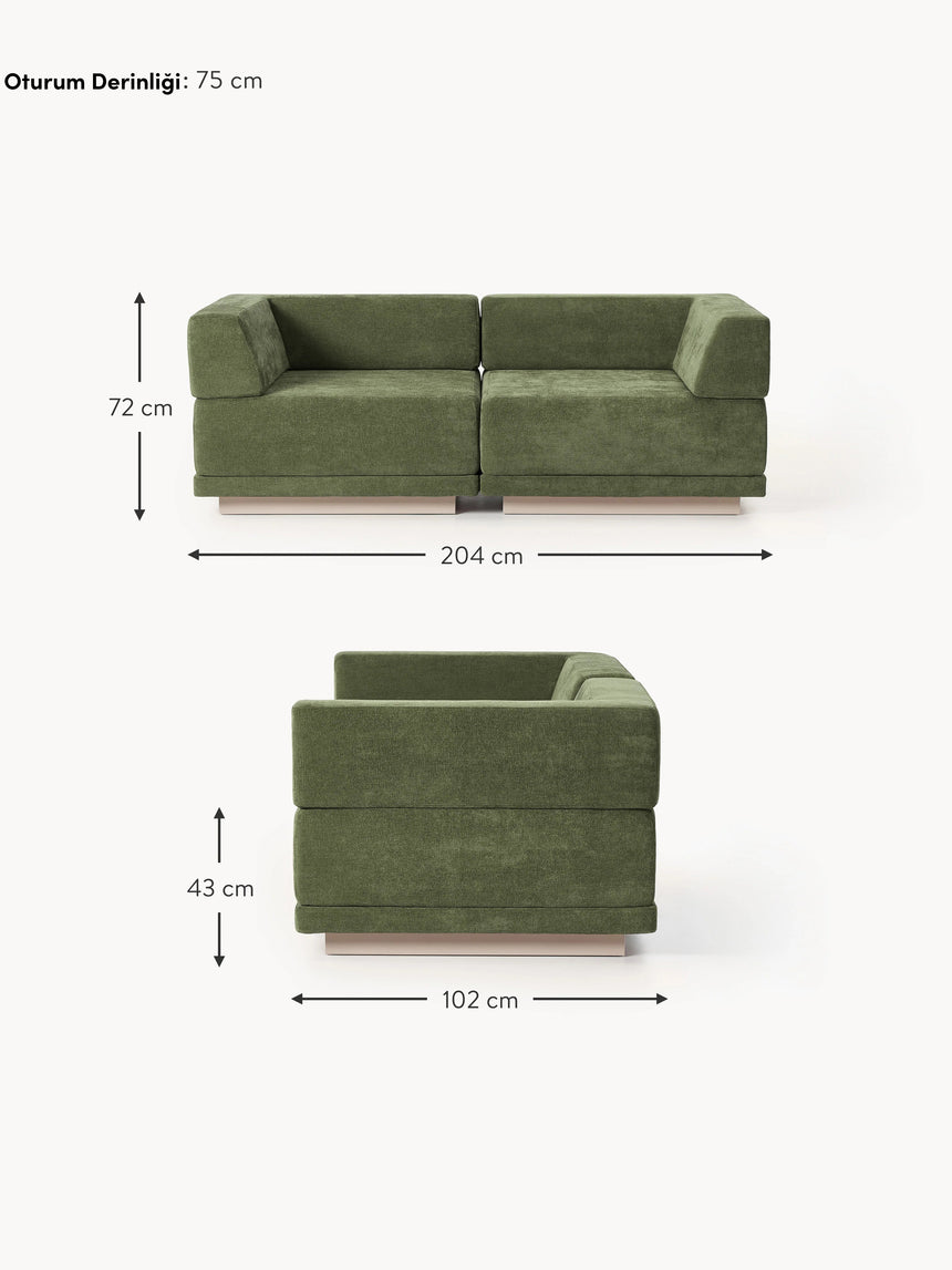 Terim İkili Koltuk Yeşil Dokuma Kumaş