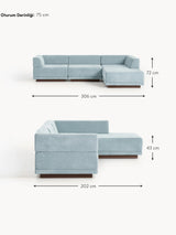 Terim Large Köşe Koltuk Açık Mavi Dokuma Kumaş