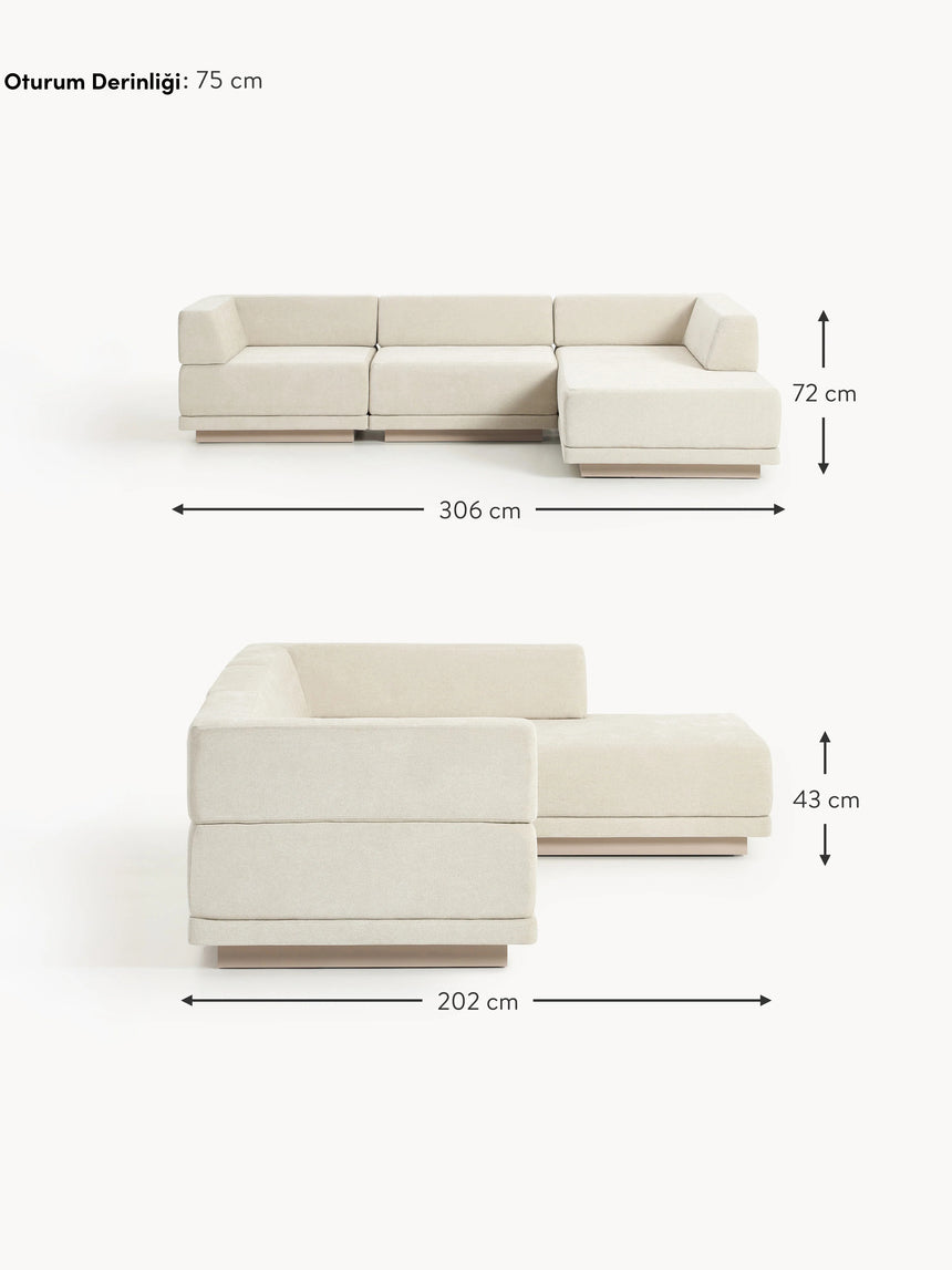 Terim Large Köşe Koltuk Bej Dokuma Kumaş