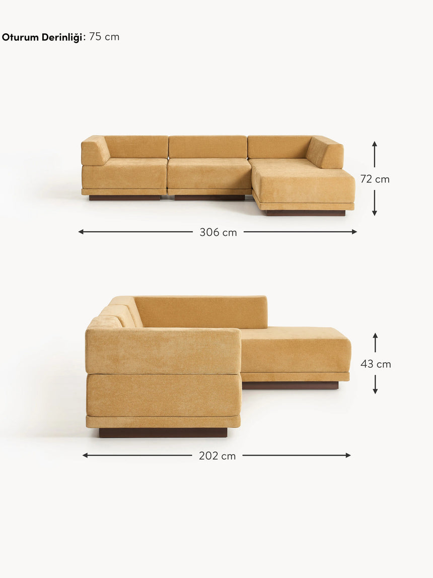 Terim Large Köşe Koltuk Hardal Sarısı Dokuma Kumaş