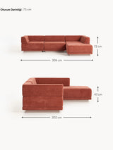 Terim Large Köşe Koltuk Kırmızı Dokuma Kumaş