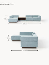 Terim Plus Köşe Koltuk Açık Mavi Dokuma Kumaş