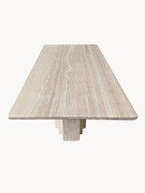 Titus Dikdörtgen Traverten Mermer Yemek Masası