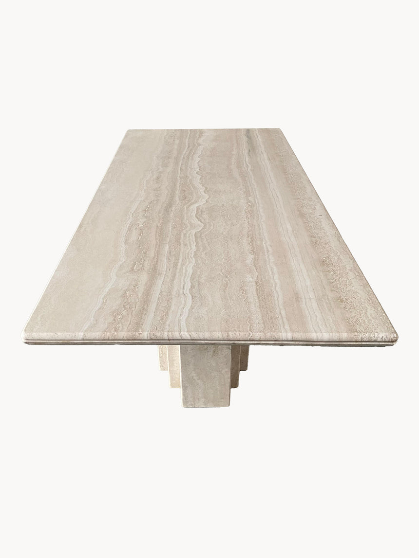 Titus Dikdörtgen Traverten Mermer Yemek Masası