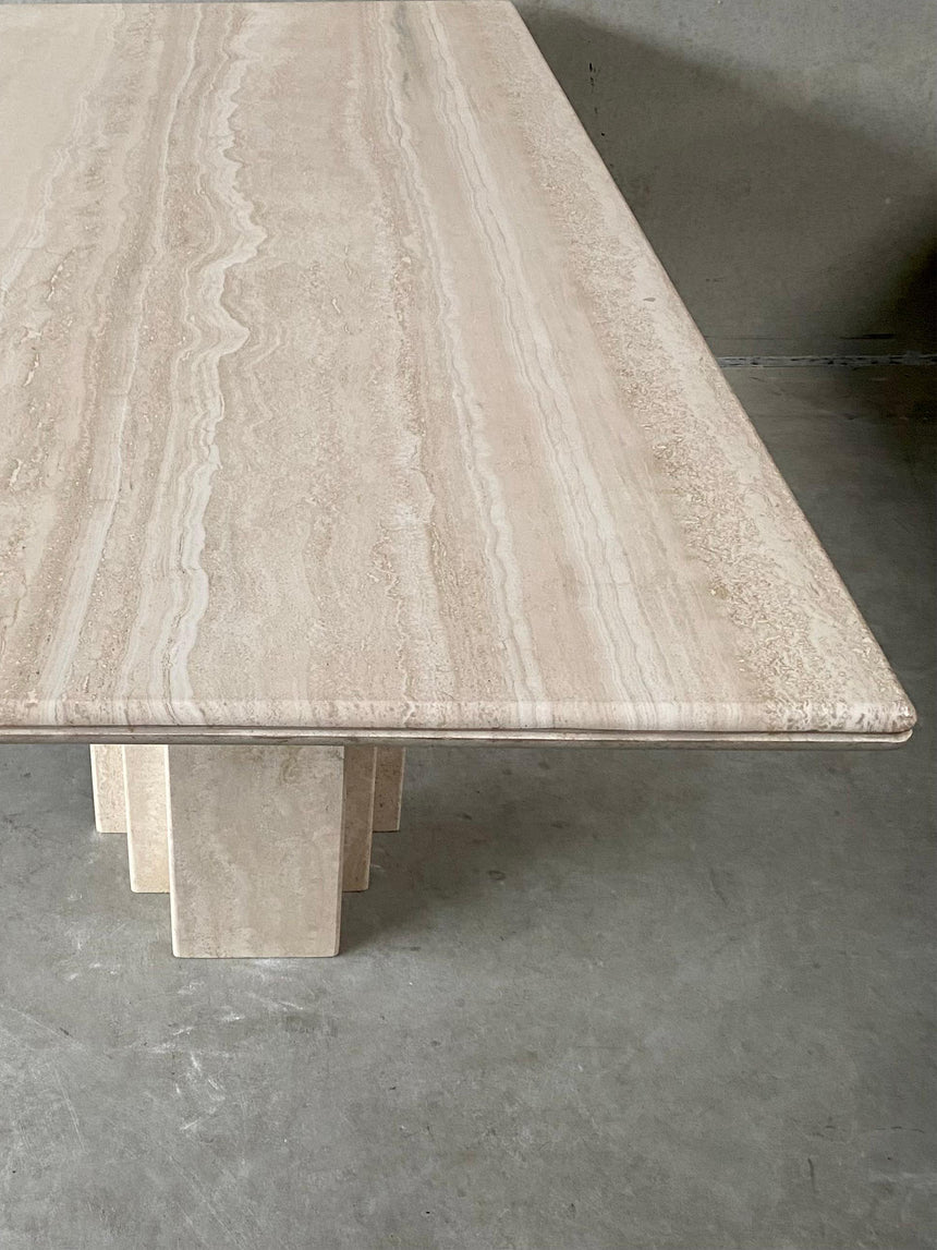 Titus Dikdörtgen Traverten Mermer Yemek Masası