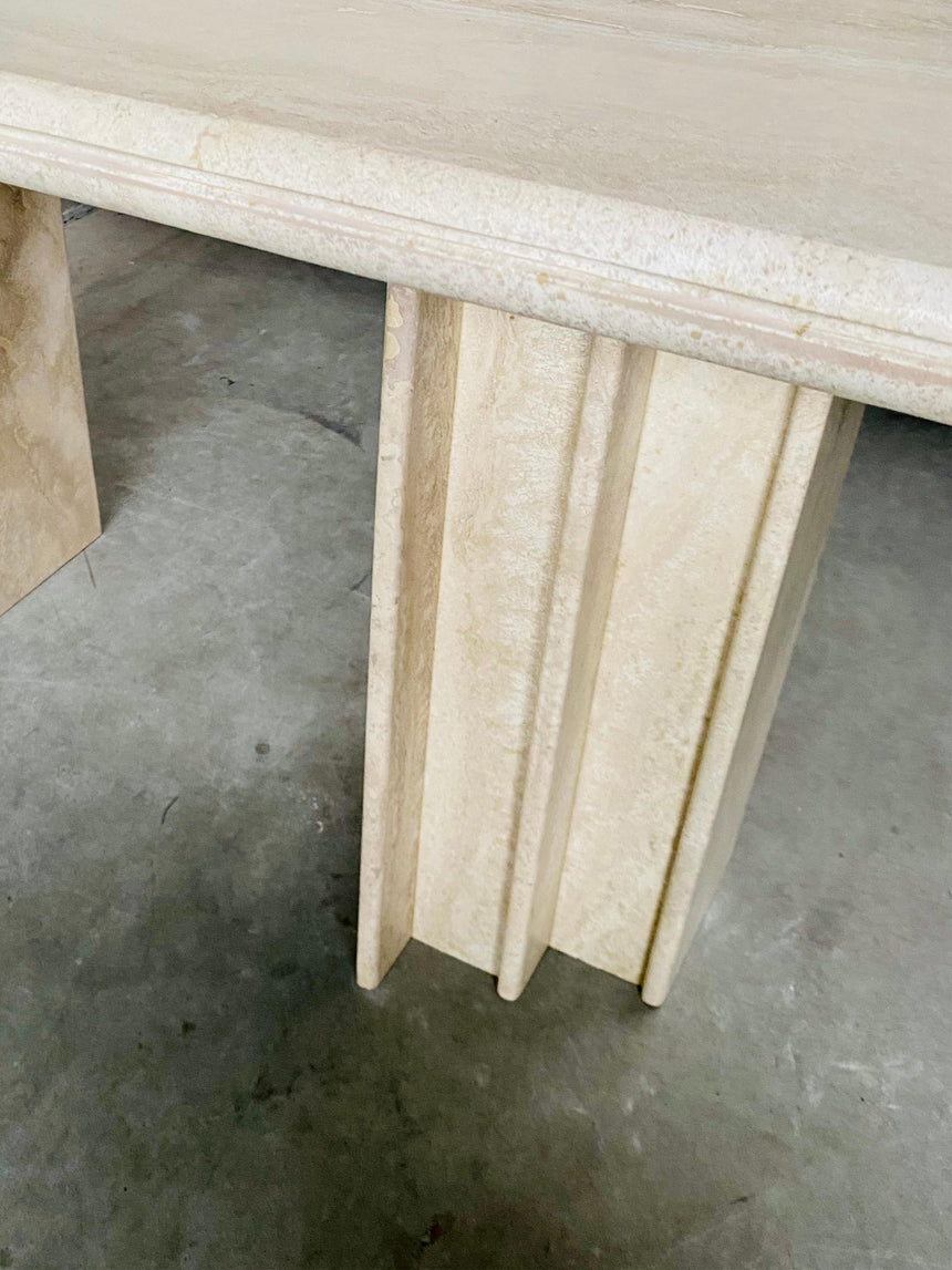 Titus Dikdörtgen Traverten Mermer Yemek Masası