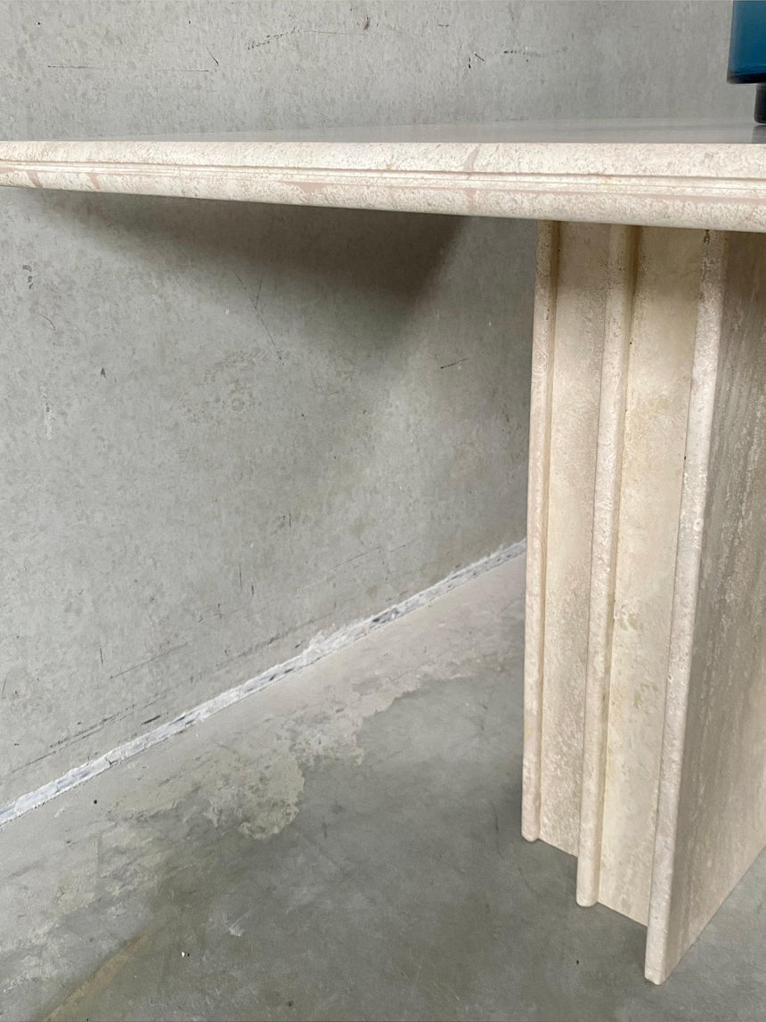 Titus Dikdörtgen Traverten Mermer Yemek Masası