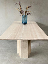 Titus Dikdörtgen Traverten Mermer Yemek Masası