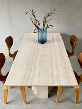 Titus Dikdörtgen Traverten Mermer Yemek Masası