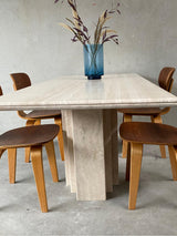 Titus Dikdörtgen Traverten Mermer Yemek Masası