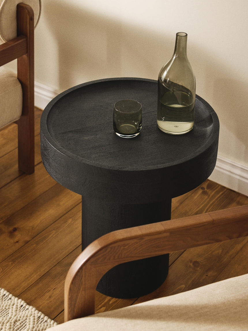 Torku Ahşap Yuvarlak Yan Sehpa Siyah