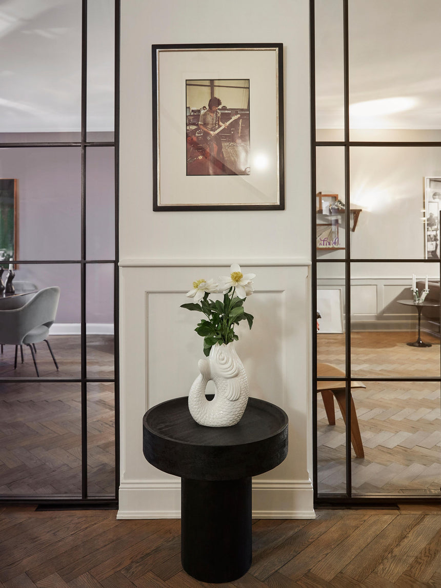 Torku Ahşap Yuvarlak Yan Sehpa Siyah