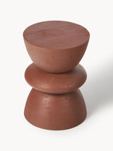 Torna Ahşap Yuvarlak Yan Sehpa Kızıl Kahverengi